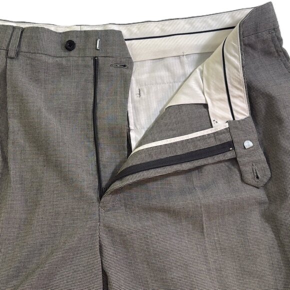 NWOT IVY Crew Slacks-Pants Men's 42X30 Gray Houndstooth Pleated, Creased, Cuffed - Picture 7 of 16